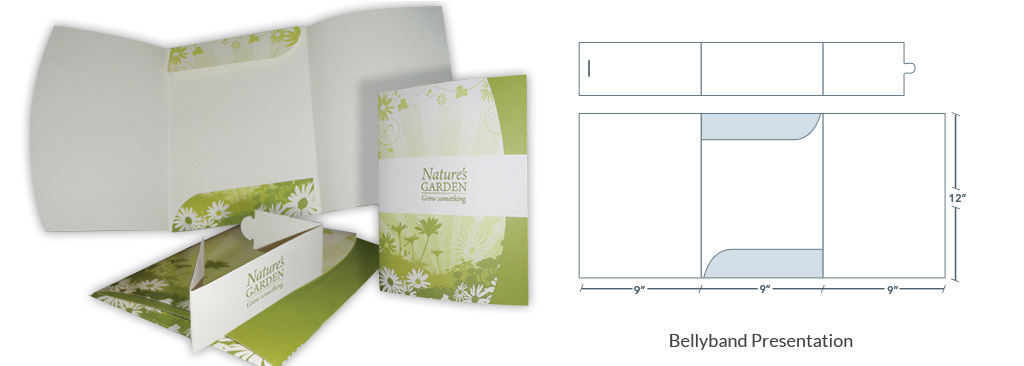 custom designed bellyband folders