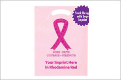 breast cancer awareness pink ribbon bag with cut out handle