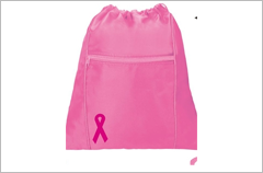 breast cancer awareness pink ribbon drawstring backpack